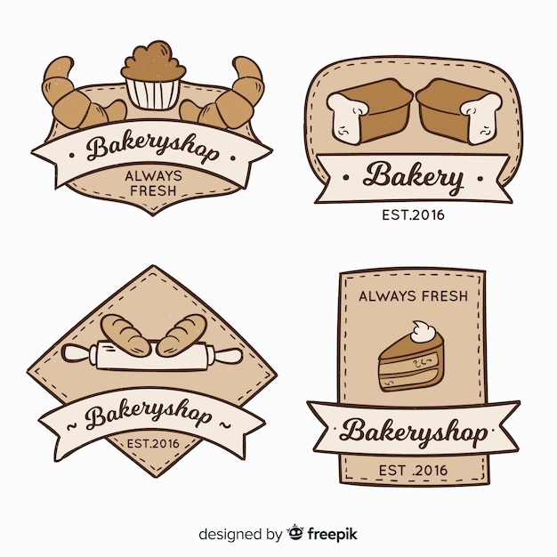 Бесплатное векторное изображение Старинные пекарни логотипы