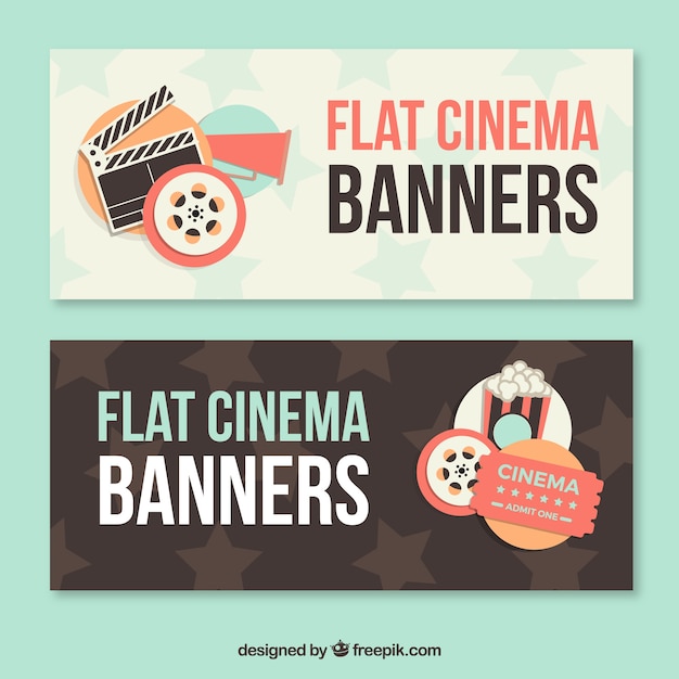 Vintage banners of cinema elements