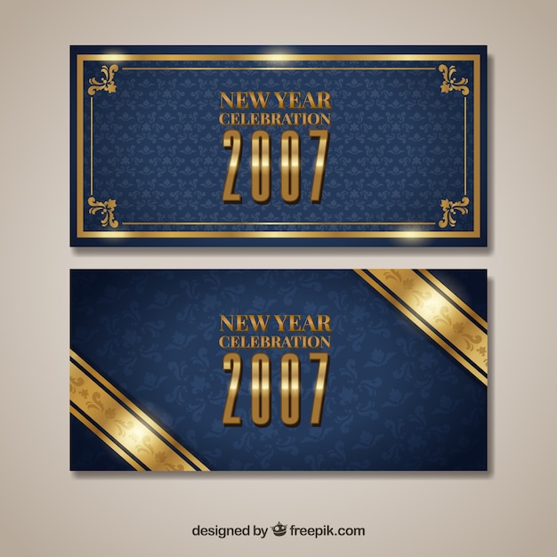 Vintage Banners of Golden New Year Celebration – Free Vector Download and Illustration