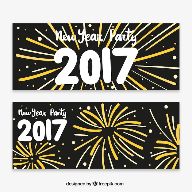 Free vector vintage banners of new year's party fireworks