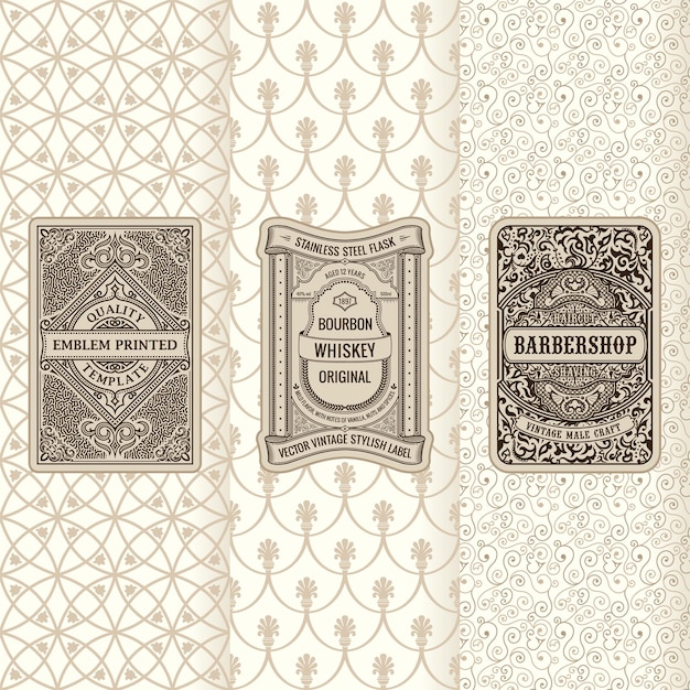 Vintage banners set of vertical labels packaging frames design