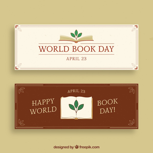 Free vector vintage banners for the world book day