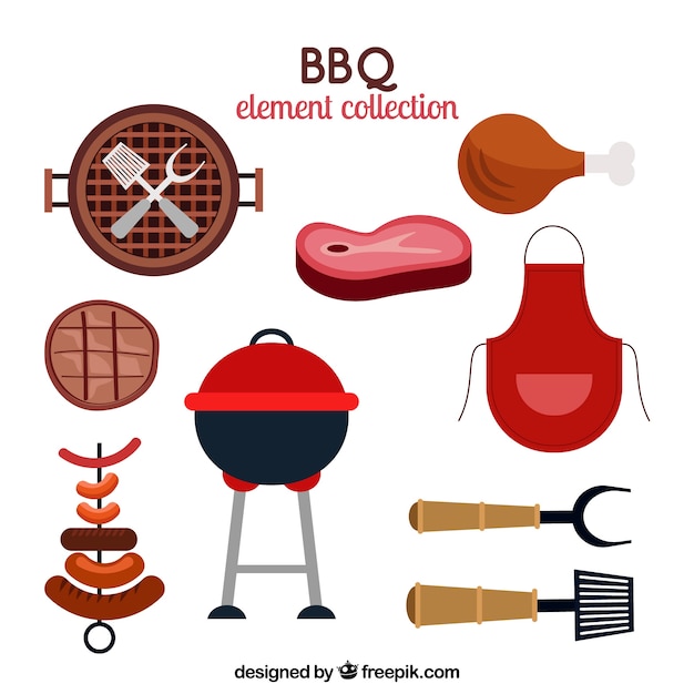 Free vector vintage barbecue elements collection