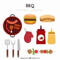 Free vector vintage barbecue elements collection