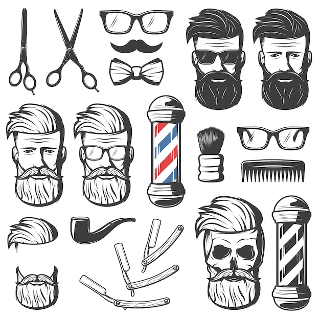 Vintage Barber Elements Set