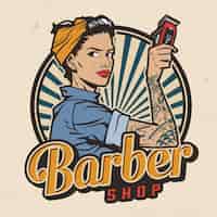 Free vector vintage barbershop colorful label