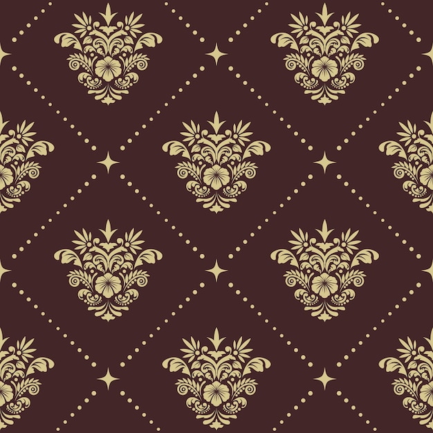Vintage baroque seamless pattern. Renaissance ornament for silk curtains, 