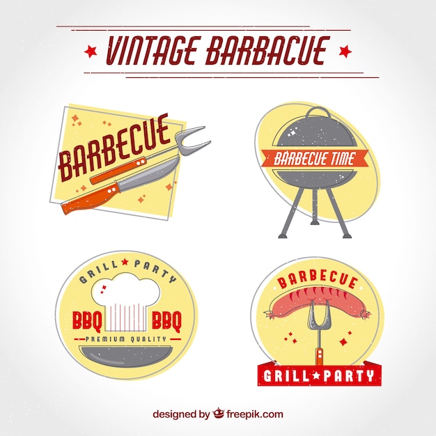 Vettore gratuito distintivi di bbq vintage