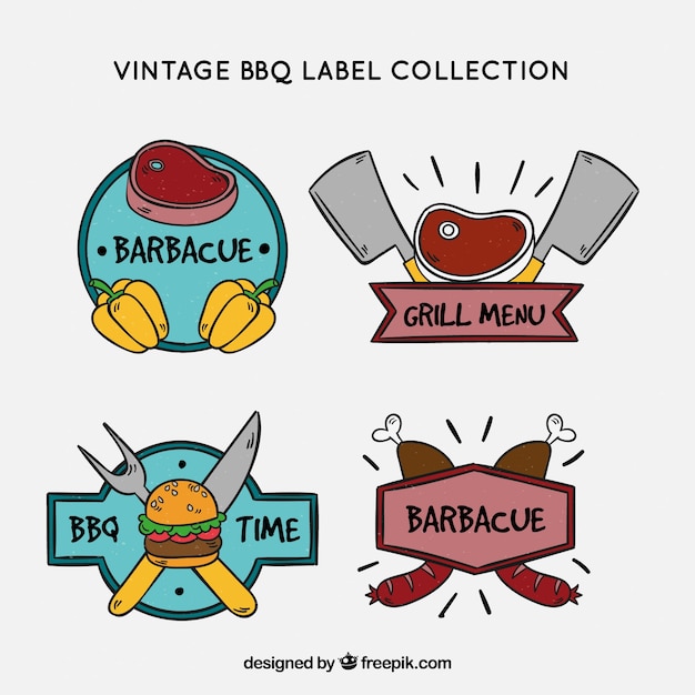 Collezione vintage di etichette per barbecue