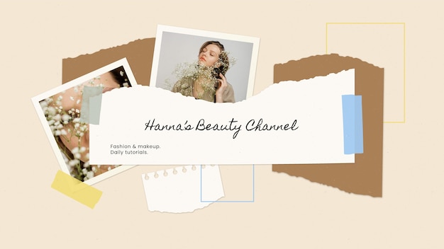 Free vector vintage beauty youtube channel art