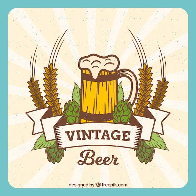 Vettore gratuito birra vintage backgrpund