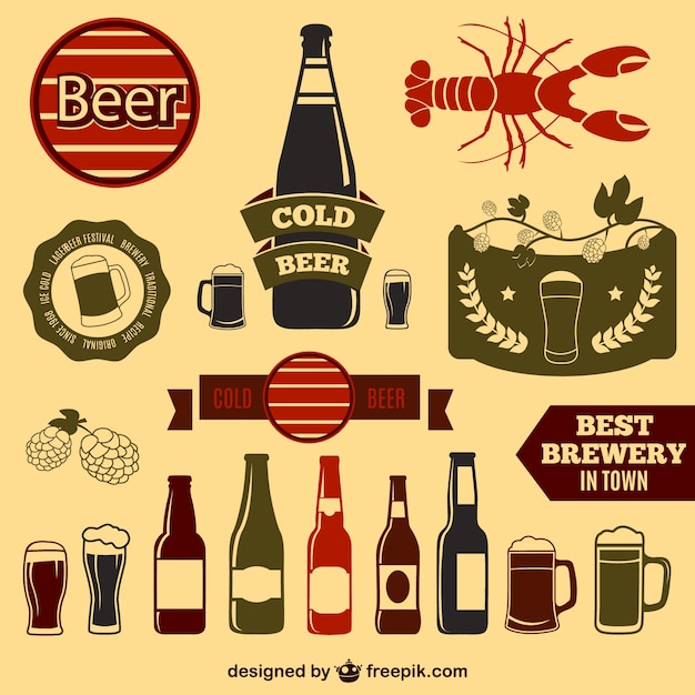 Vintage beer design elements