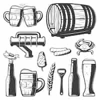 Free vector vintage beer elements collection