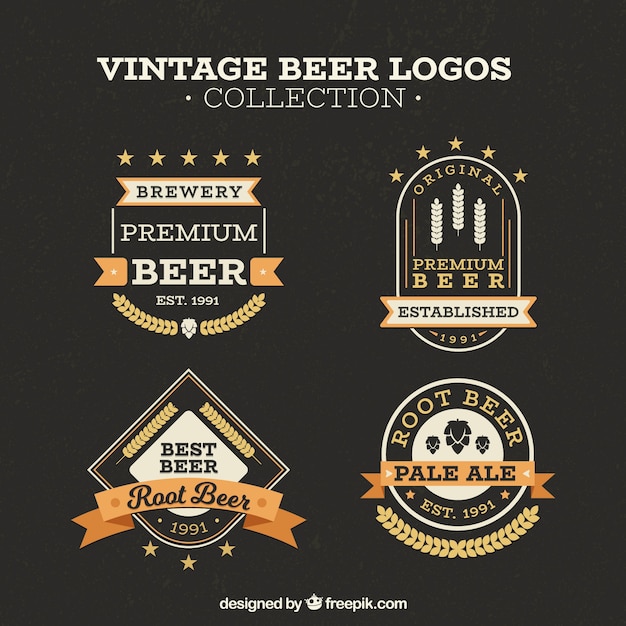 Vettore gratuito collezione logo birra vintage