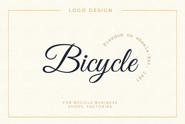 Vintage bicycle logo template in dark blue and golden colors