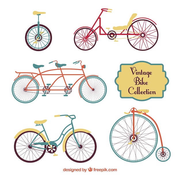 Бесплатное векторное изображение Старинный велосипедный пакет