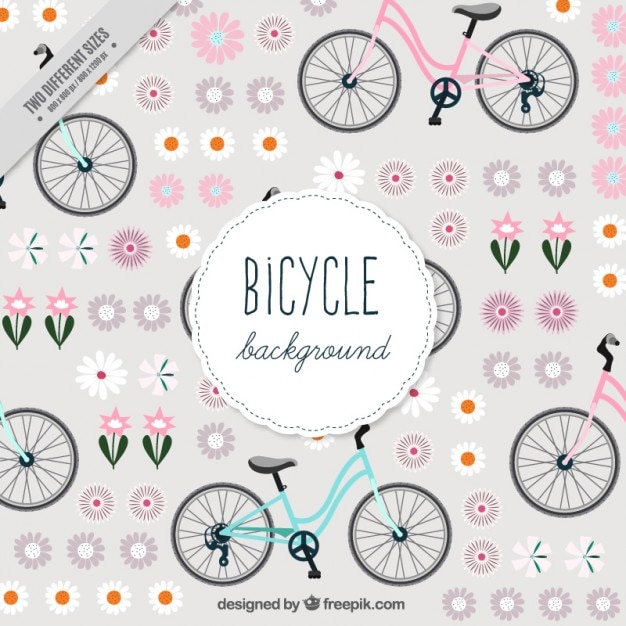 Free vector vintage bike background with flowers