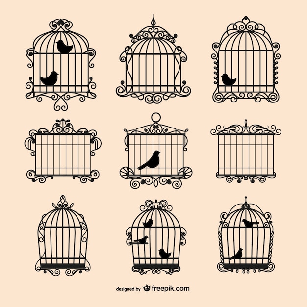 Free vector vintage birdcages collection
