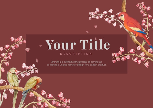 Vintage birds and flowers banner design illustration