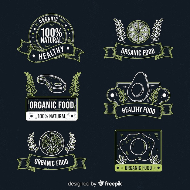 Free vector vintage blackboard organic fruit label set