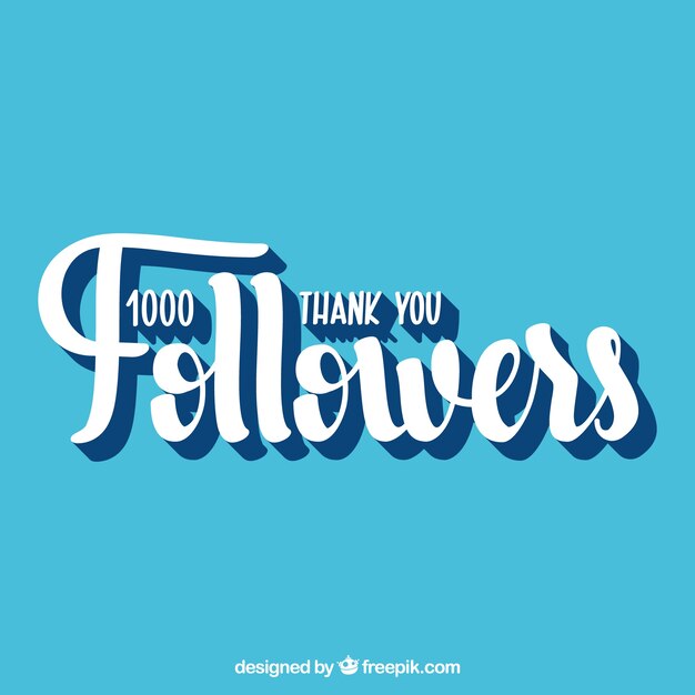 Vintage blue background of 1k followers