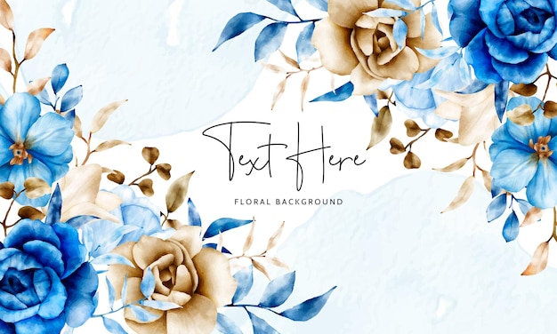 vintage blue and brown floral background template