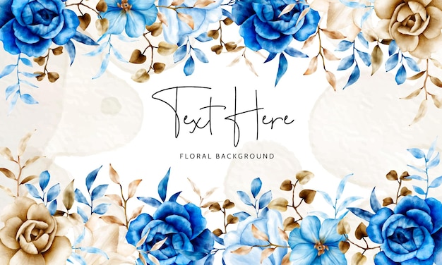 Vintage blue and brown floral background template