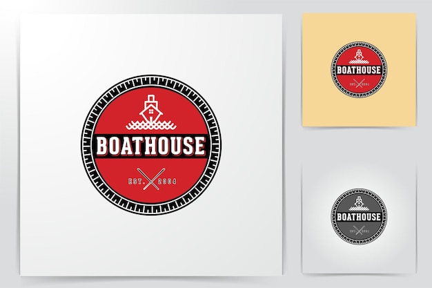 Vintage boat house logo ideas. inspiration logo design. template vector illustration. isolated on white background