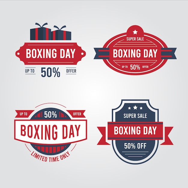 Free vector vintage boxing day sale badge collection