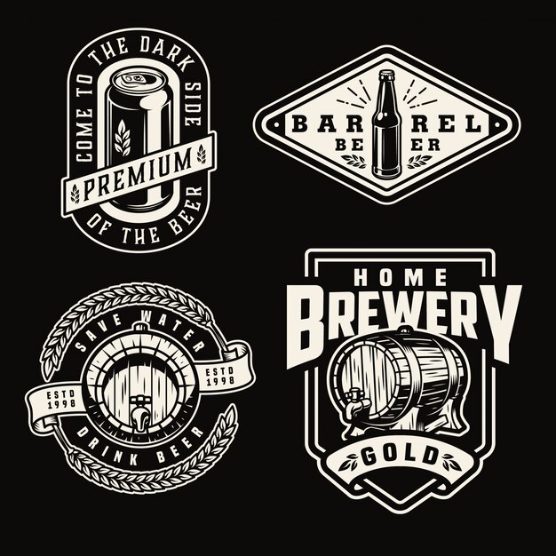 Набор старинных эмблем пивоваренного завода