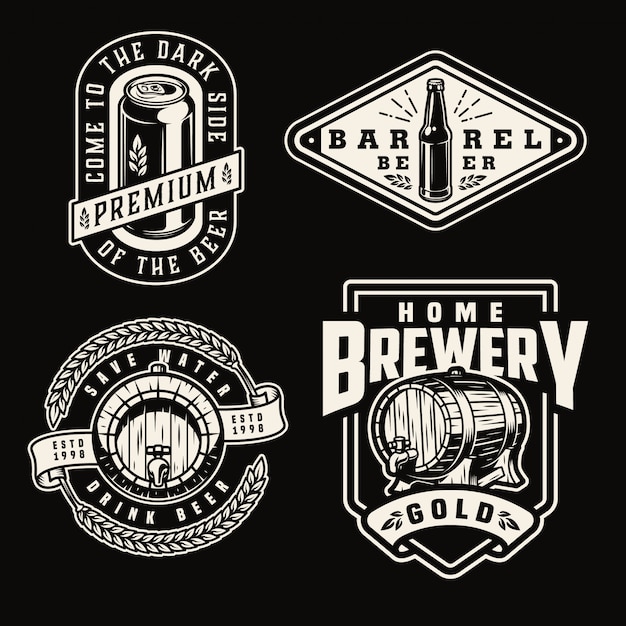 Vintage brewery emblems set