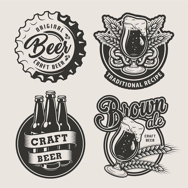 Free vector vintage brewing badges set