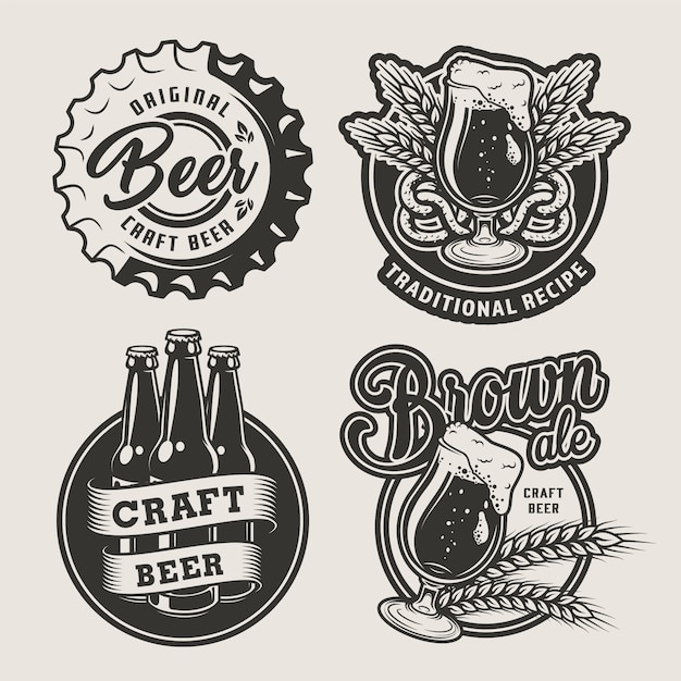 Vintage brewing badges set