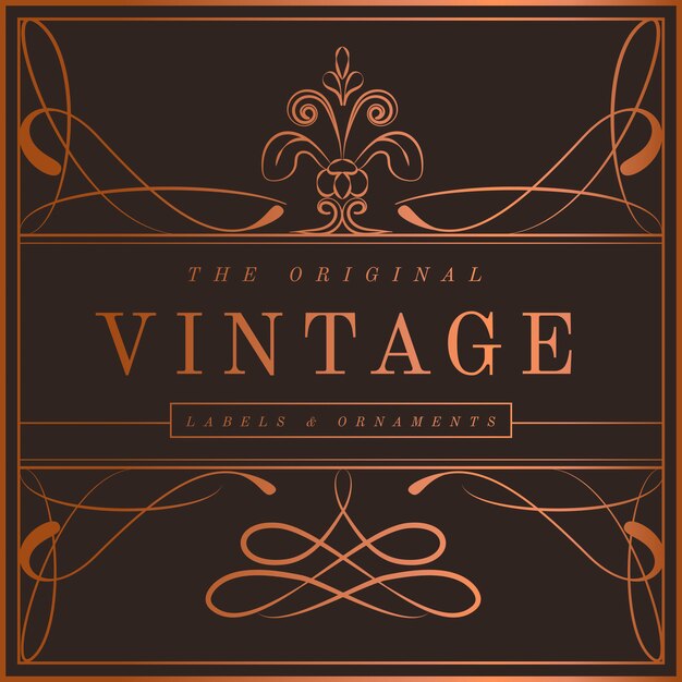 Vintage bronze art nouveau badge vector