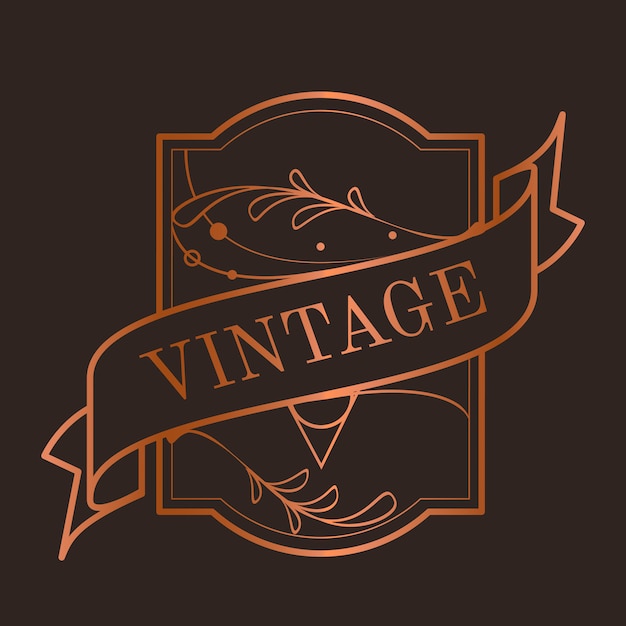 Vintage bronze art nouveau badge vector