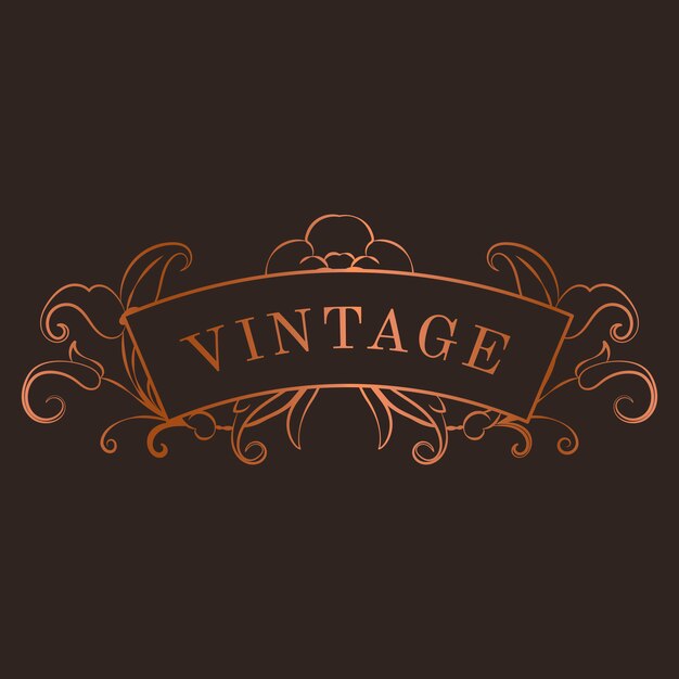 Vintage bronze art nouveau badge vector