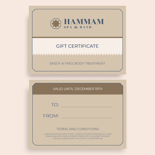 Vintage brown spa gift certificate