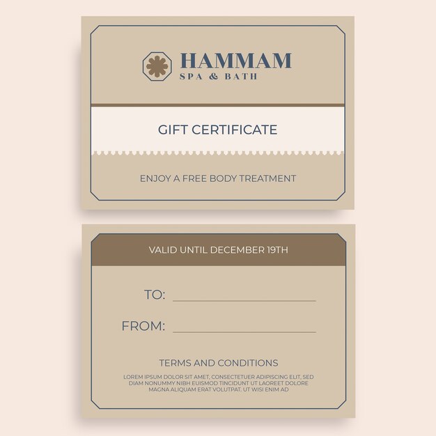 vintage brown spa gift certificate