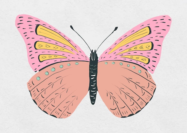 Free vector vintage butterfly stencil pattern hand drawn