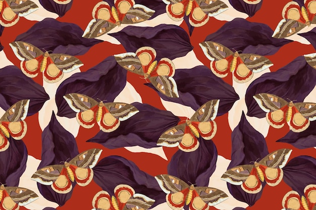 빈티지 나비 벡터 꽃 패턴, george shaw의 naturalist's miscellany에서 리믹스