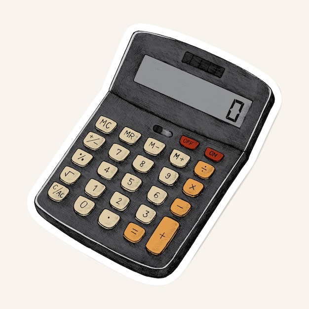 vintage calculator drawing sticker