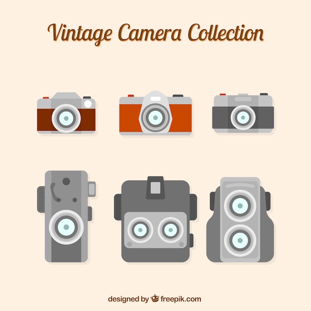 Бесплатное векторное изображение Коллекция vintage камеры