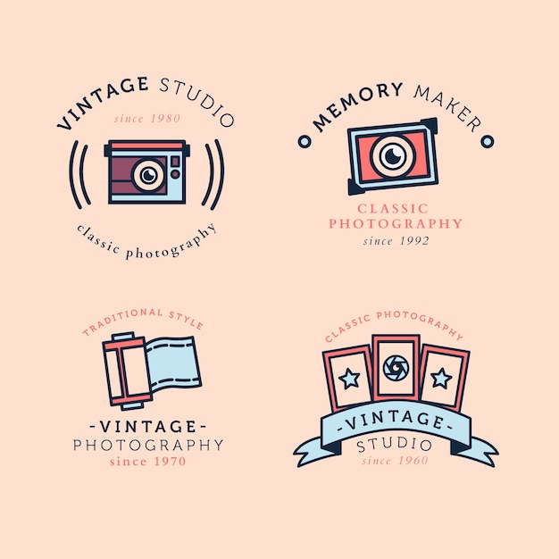 Free vector vintage camera logo collection