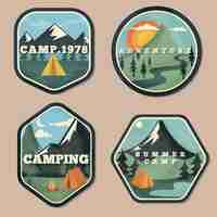 Free vector vintage camping & adventures badges set