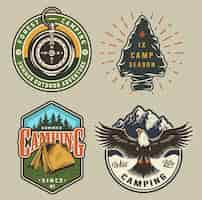 Free vector vintage camping emblems