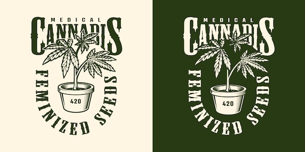 Vintage cannabis flower label template