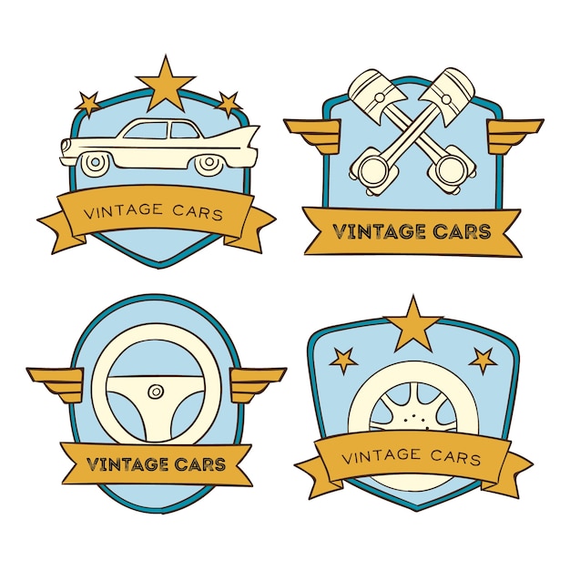 Vintage car logo set