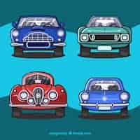 Free vector vintage car pack in front position