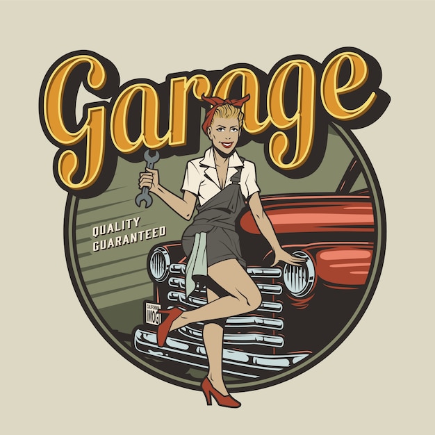 Free vector vintage car repair service label