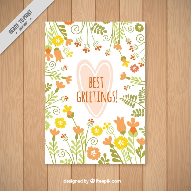 Free vector vintage card with hand drawn flowers